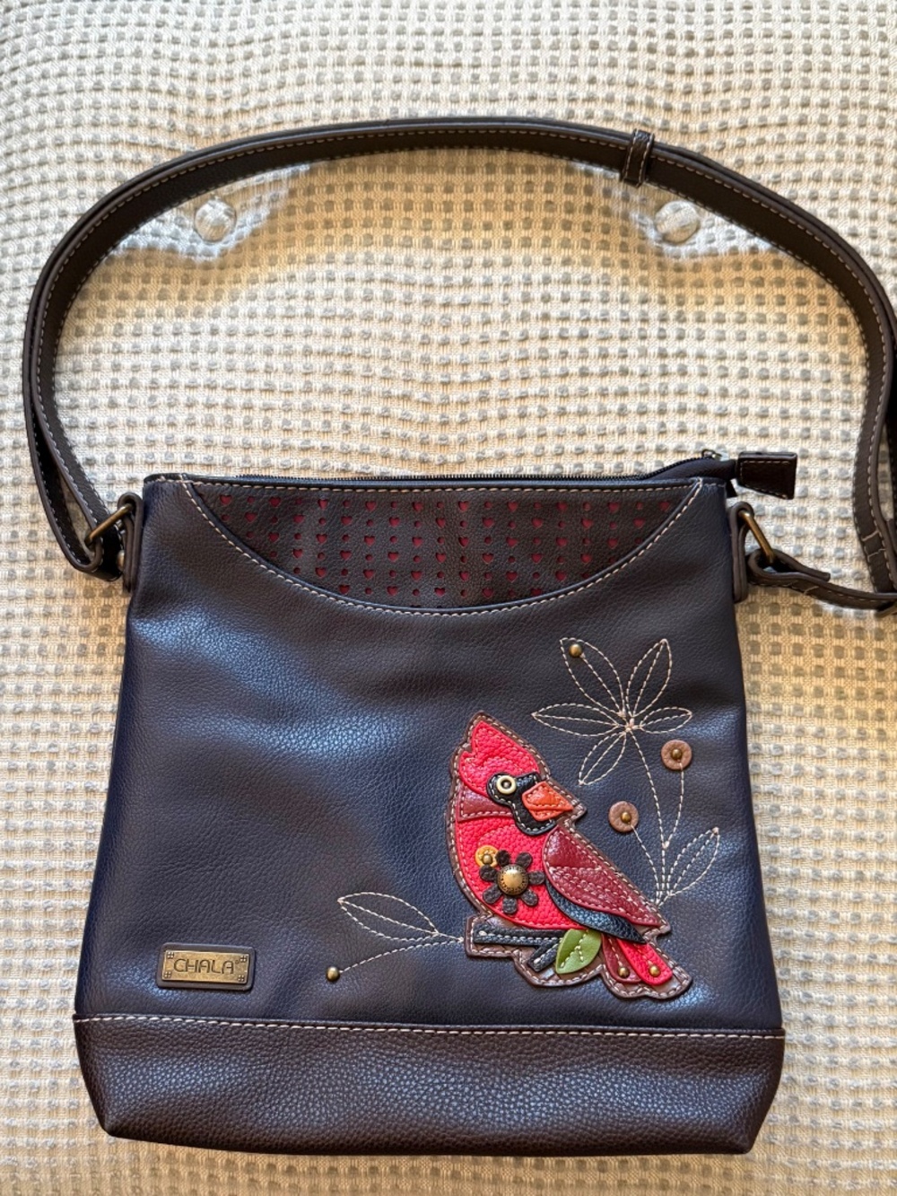 Chala Sweet Messenger Cardinal Soft Vegan Leather Crossbody Handbag Navy Blue